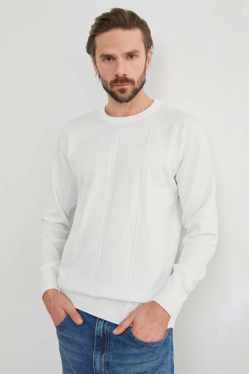 Striped Crew Neck Knitwear Sweater - MALLTURK