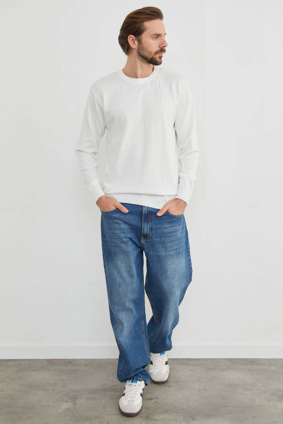 Striped Crew Neck Knitwear Sweater - MALLTURK