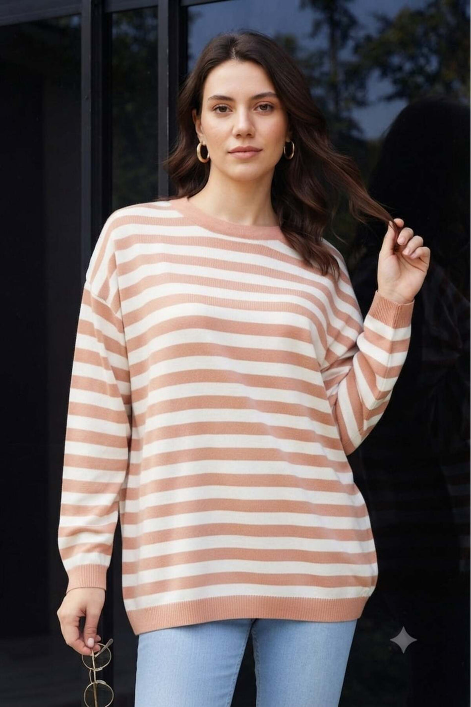 Striped Crew Neck Knitwear Sweater - MALLTURK