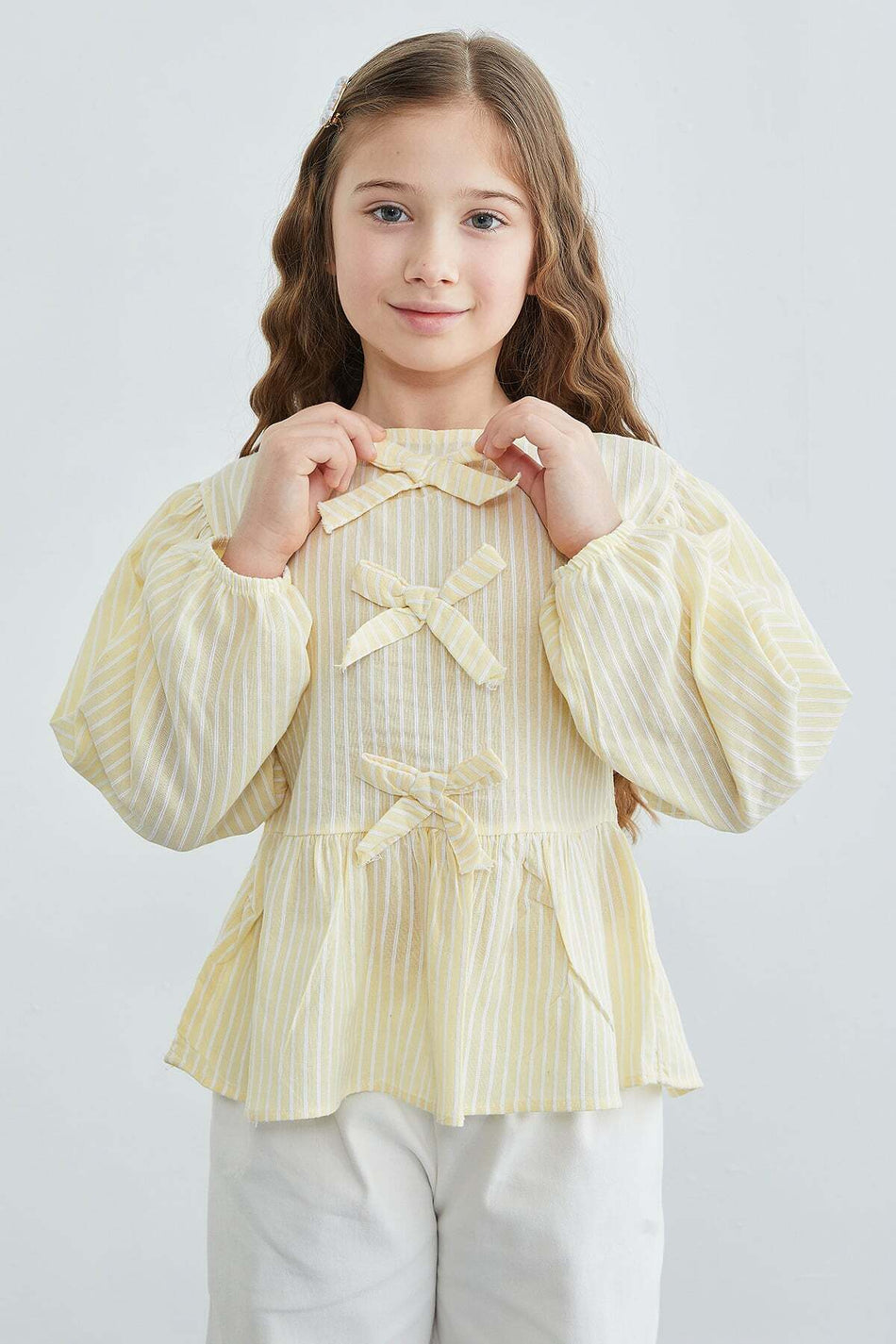 Striped Girls' Blouse with Bow Detail - MALLTURK