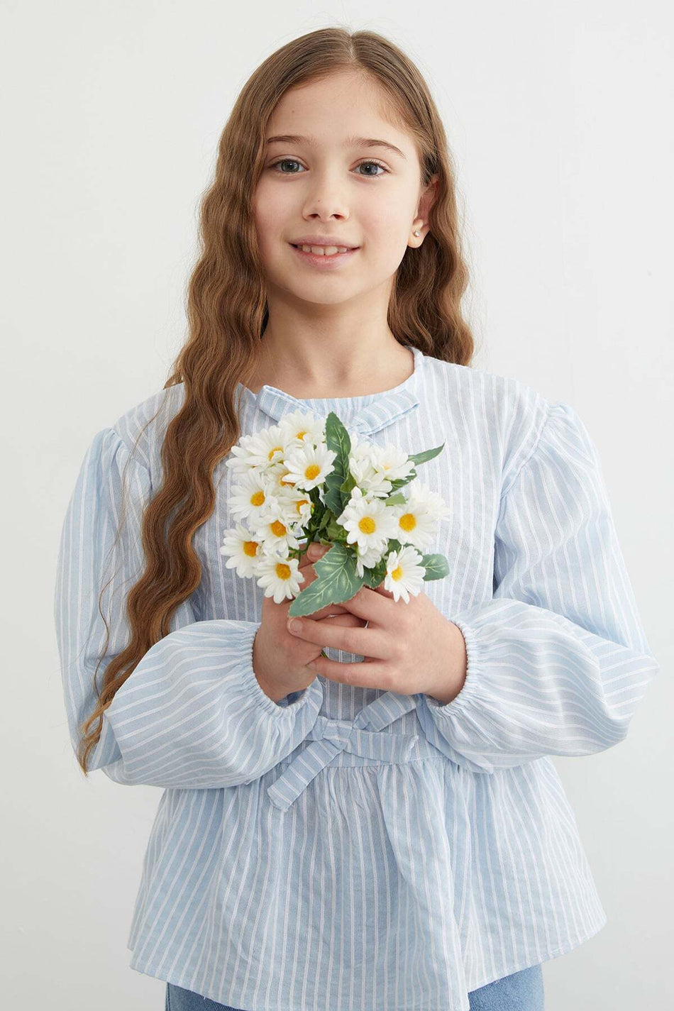 Striped Girls' Blouse with Bow Detail - MALLTURK