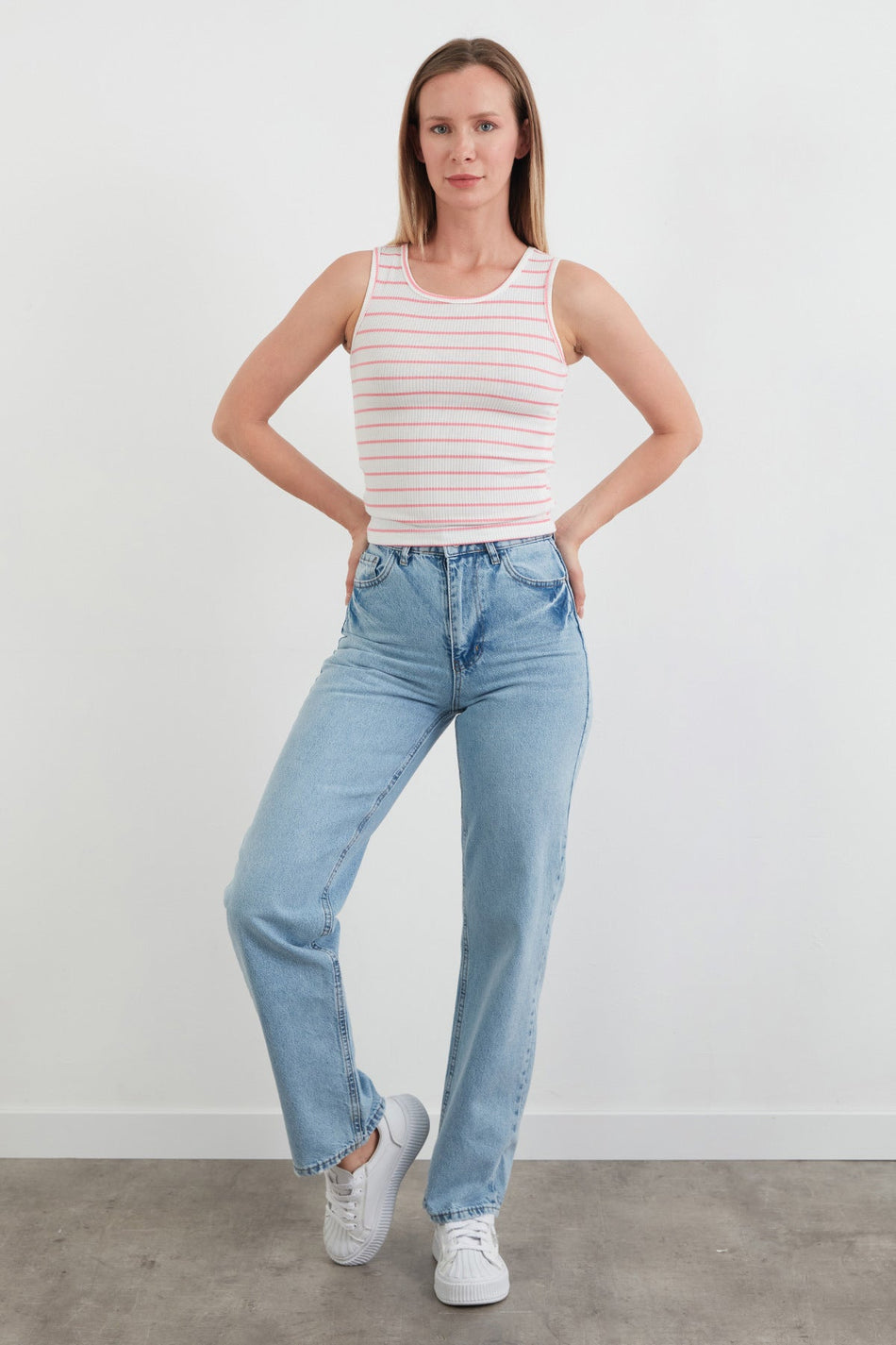 Striped Halter Neck Body with Stoppers on the Sides - MALLTURK