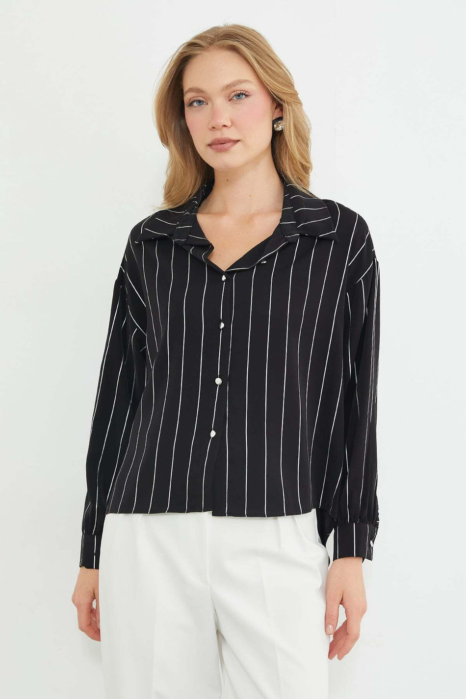 Striped Oversized Long Back Shirt - MALLTURK
