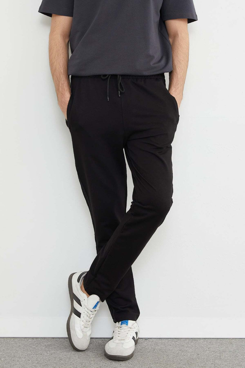 Striped Sweatpants with Tie-Up Waist - MALLTURK