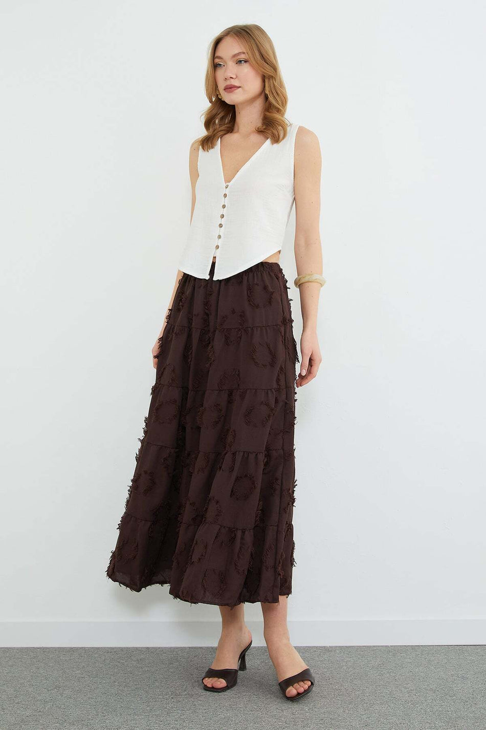 Tasseled Elastic Waist Maxi Skirt - MALLTURK