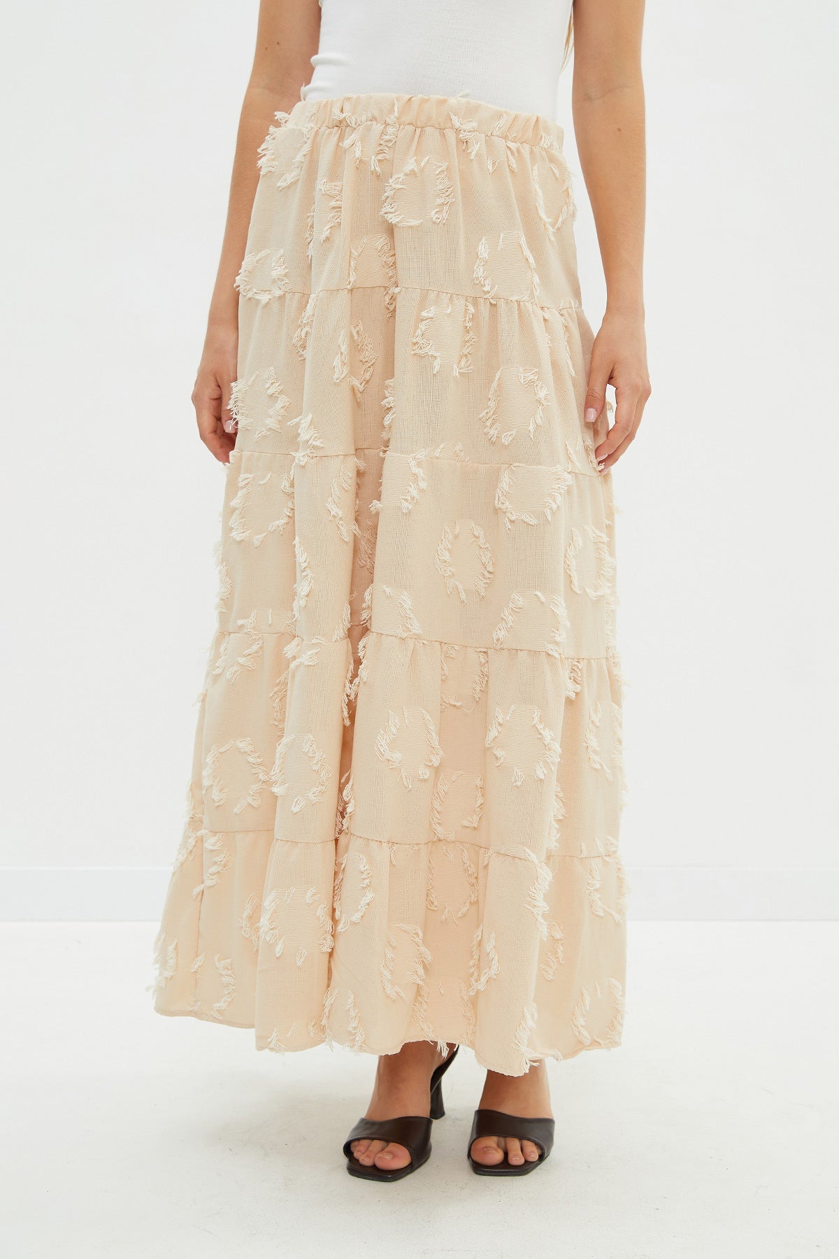 Tasseled Elastic Waist Maxi Skirt - MALLTURK