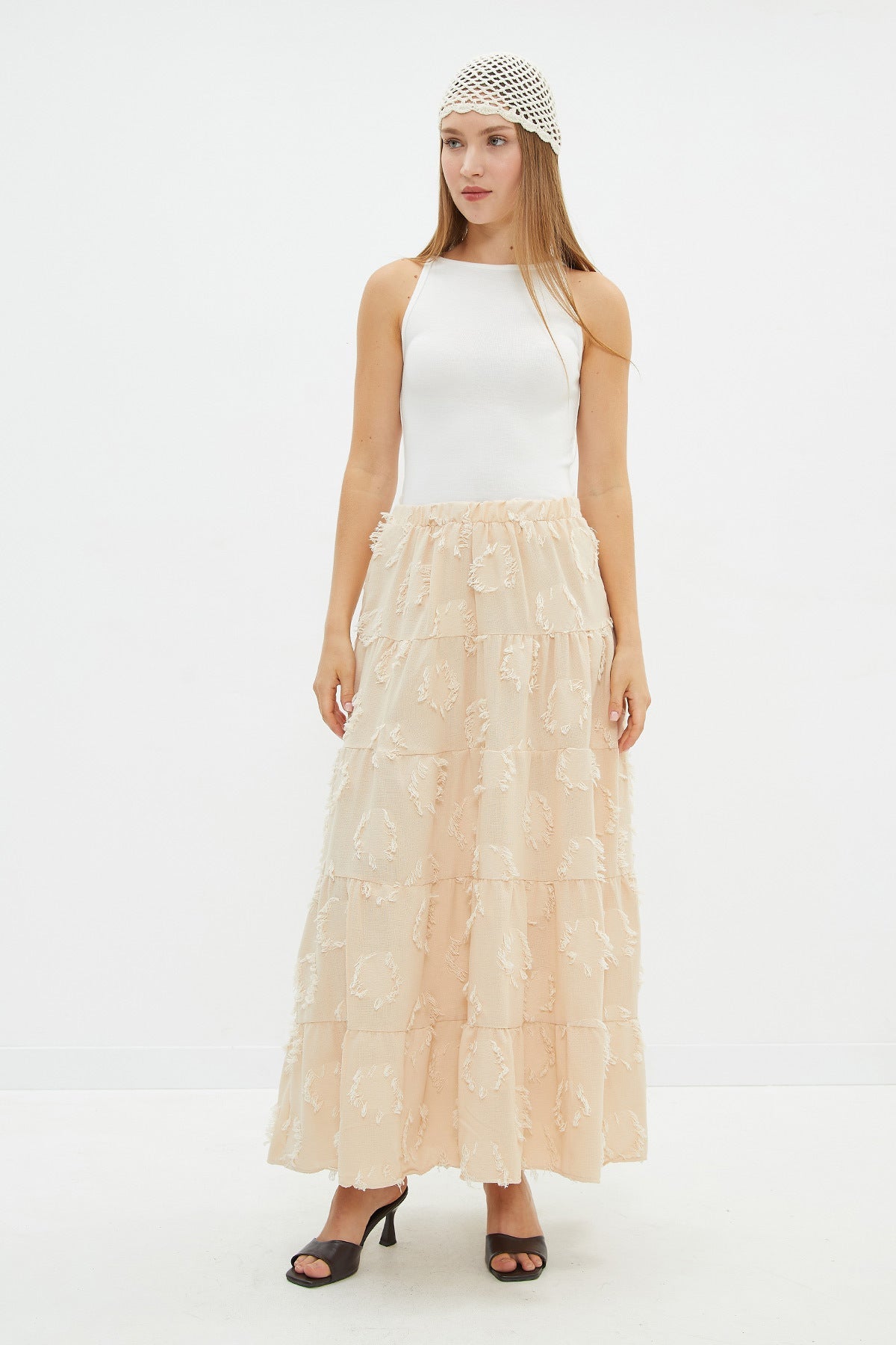 Tasseled Elastic Waist Maxi Skirt - MALLTURK