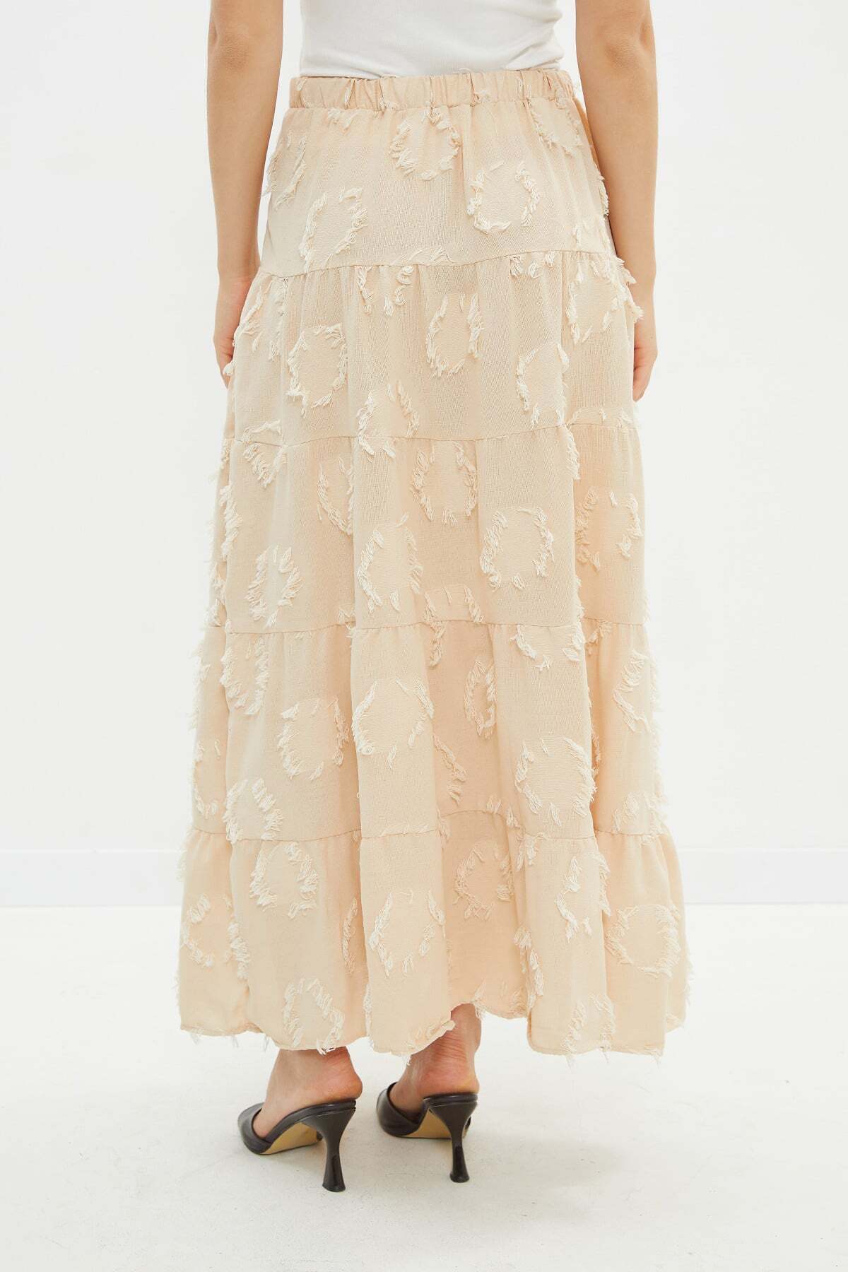 Tasseled Elastic Waist Maxi Skirt - MALLTURK