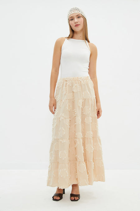 Tasseled Elastic Waist Maxi Skirt - MALLTURK