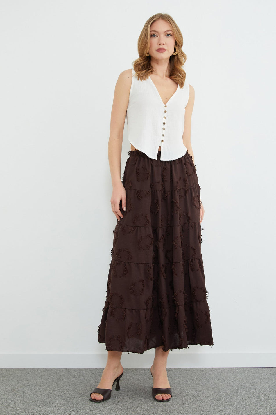 Tasseled Elastic Waist Maxi Skirt - MALLTURK