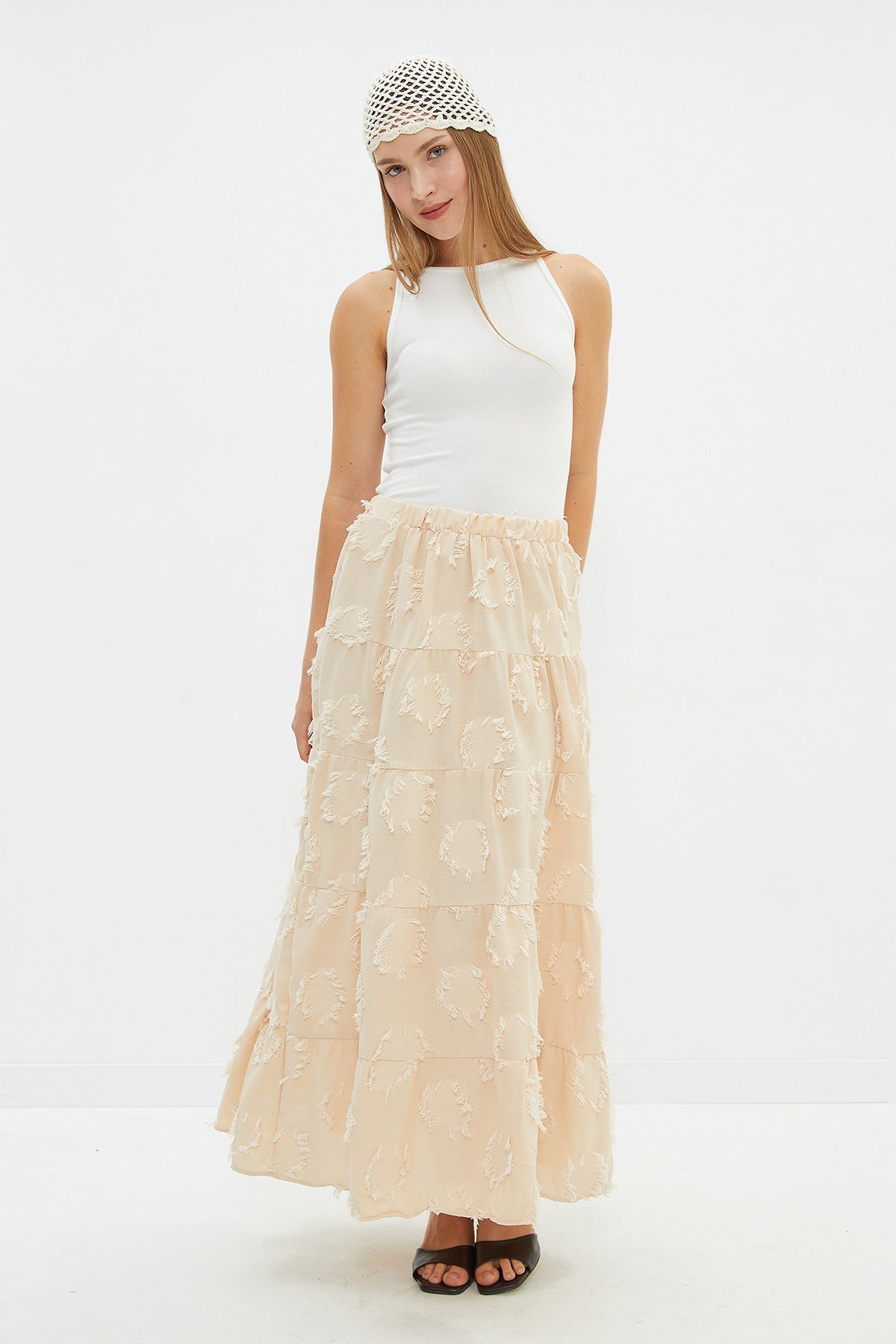 Tasseled Elastic Waist Maxi Skirt - MALLTURK