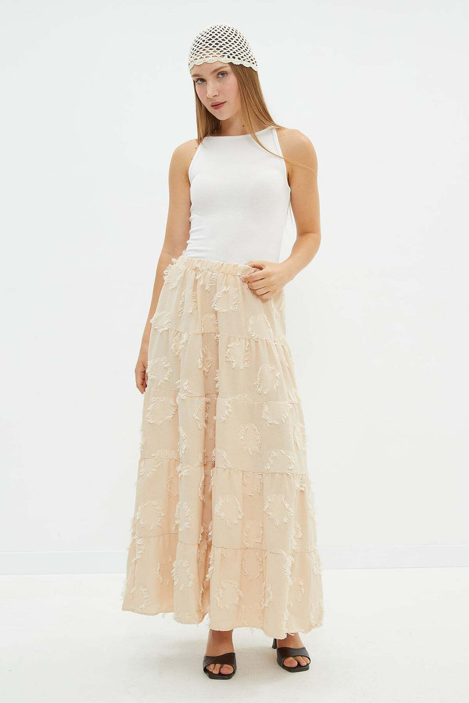 Tasseled Elastic Waist Maxi Skirt - MALLTURK