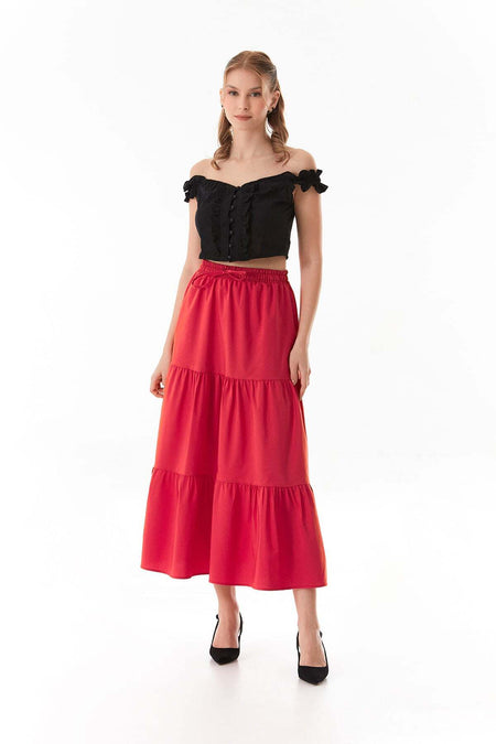 Terikoton Fabric Ruffled Skirt - MALLTURK