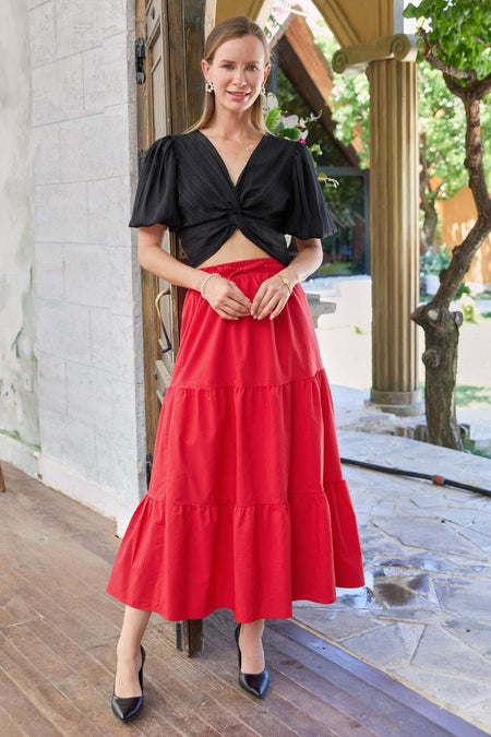 Terikoton Fabric Ruffled Skirt - MALLTURK