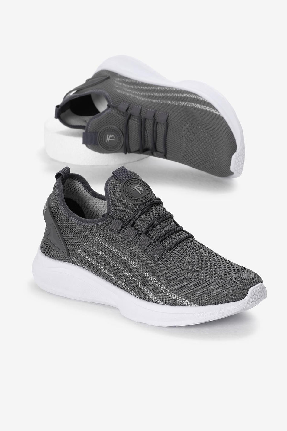 Termo Taban Şerit Detaylı Bağcıklı Triko Unisex Füme Spor Ayakkabı TBKRG015 - MALLTURK