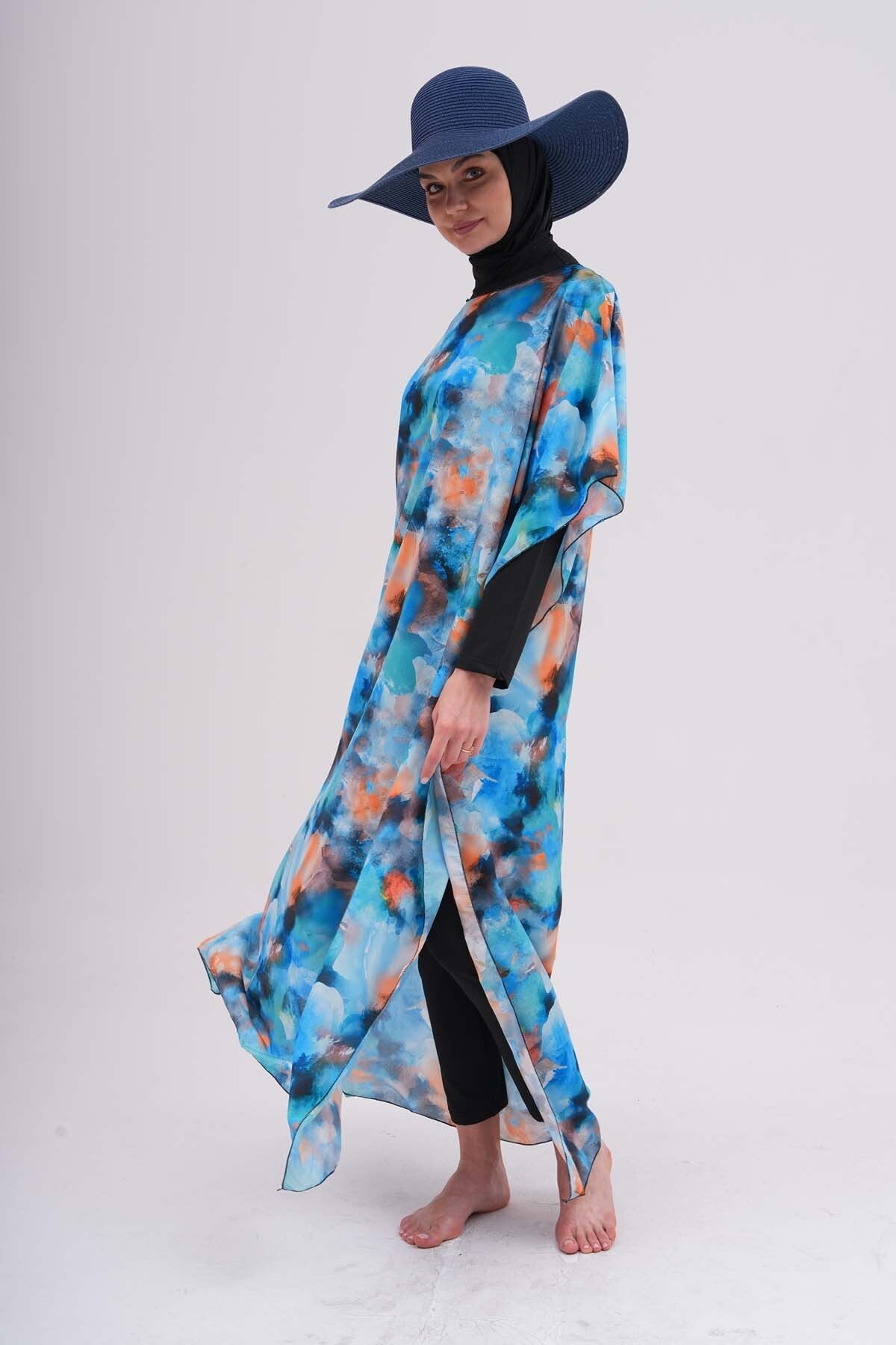 Tesettür Patterned Pareo over Swimsuit - MALLTURK
