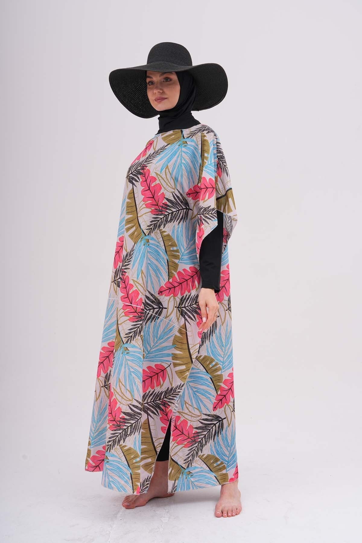 Tesettür Patterned Pareo over Swimsuit - MALLTURK