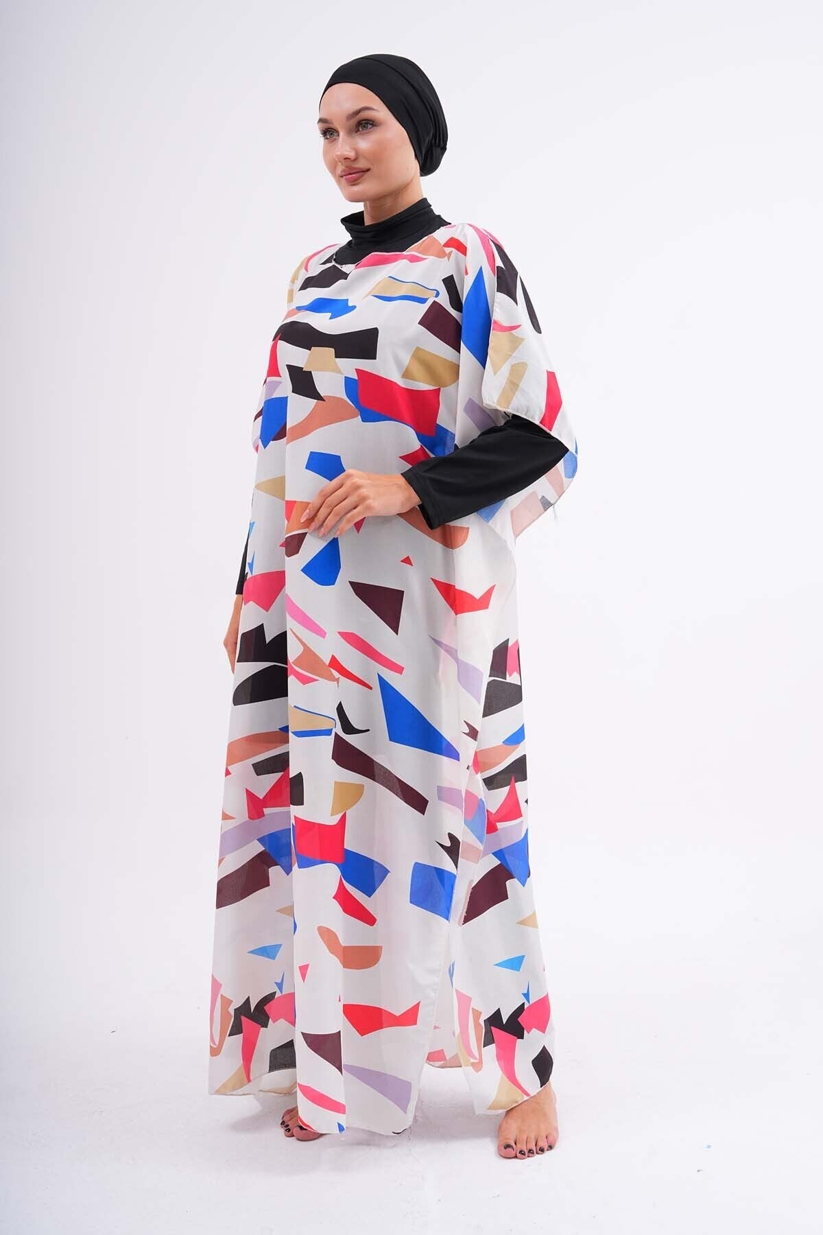 Tesettür Patterned Pareo over Swimsuit - MALLTURK