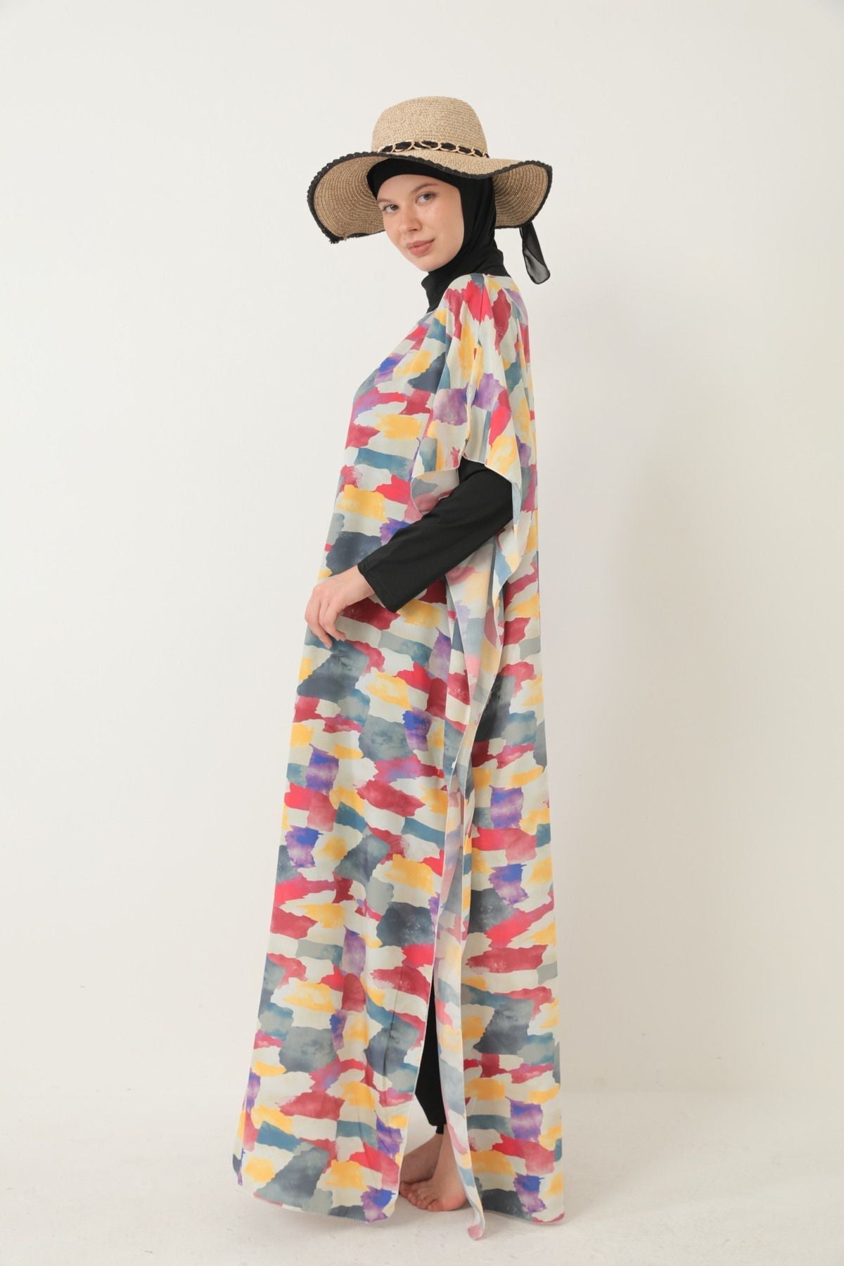Tesettür Patterned Pareo over Swimsuit - MALLTURK