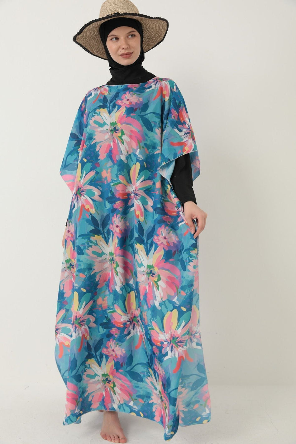Tesettür Patterned Pareo over Swimsuit - MALLTURK