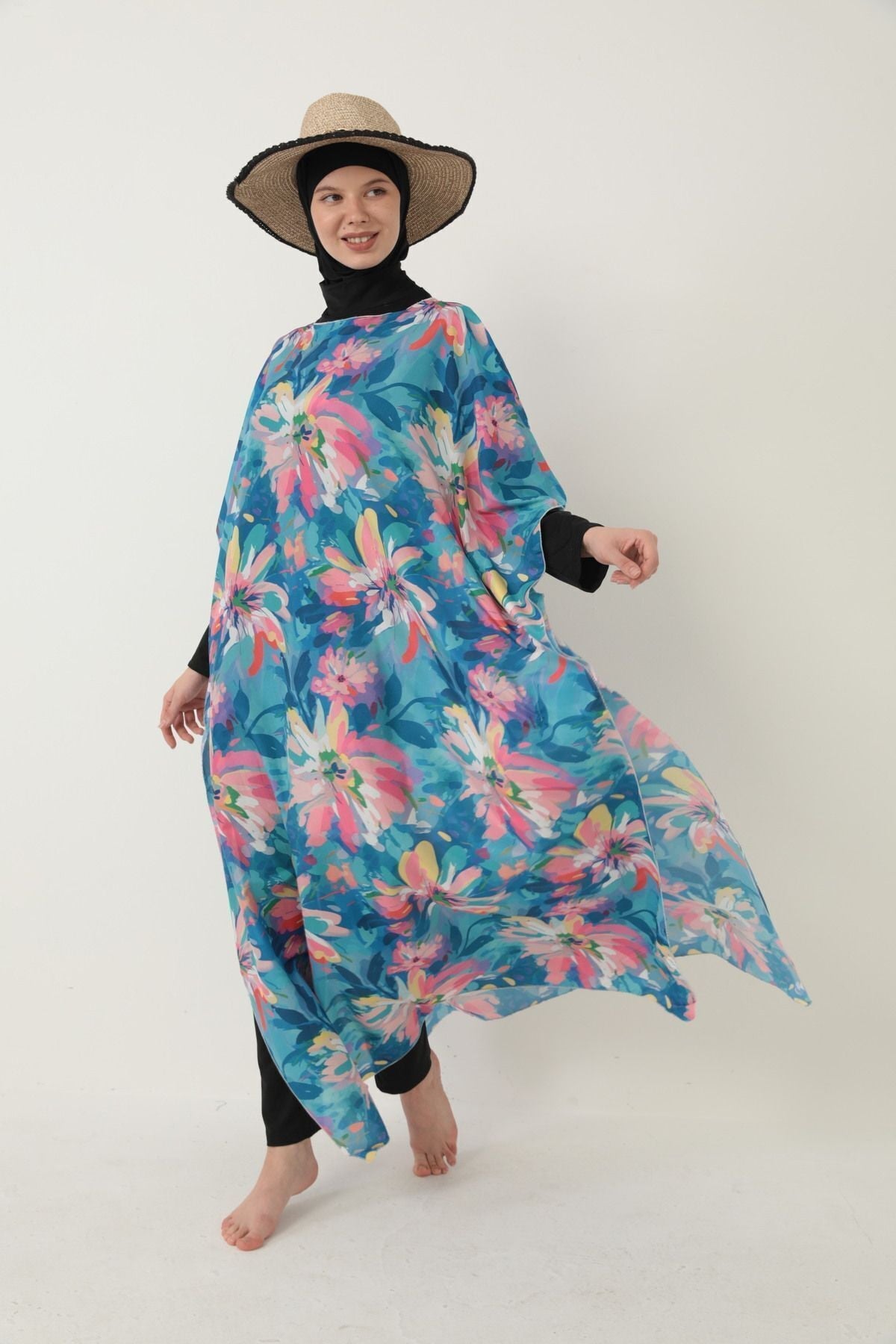 Tesettür Patterned Pareo over Swimsuit - MALLTURK