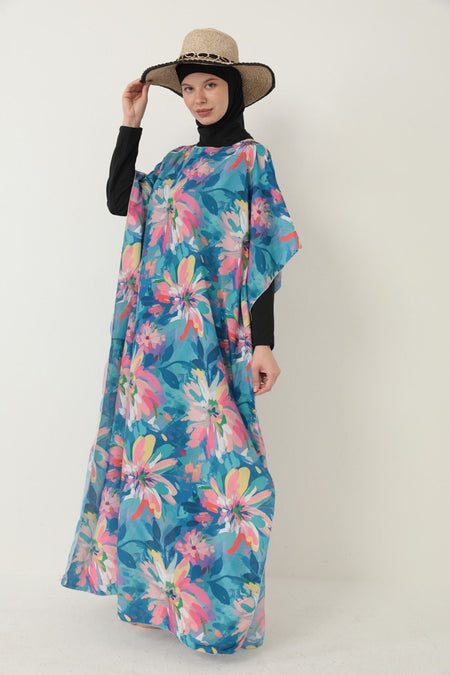 Tesettür Patterned Pareo over Swimsuit - MALLTURK