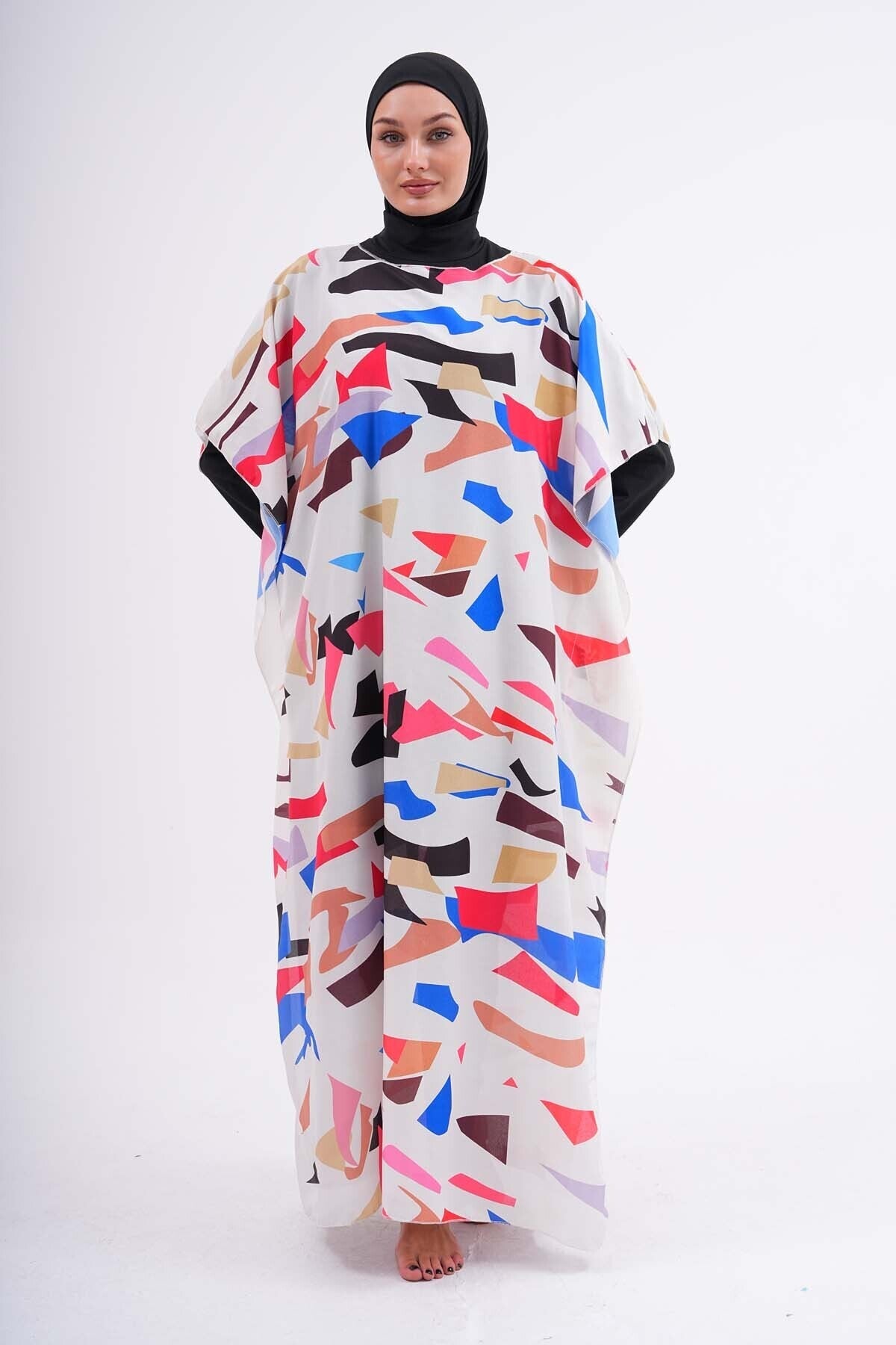 Tesettür Patterned Pareo over Swimsuit - MALLTURK