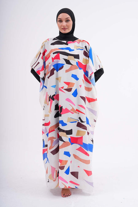 Tesettür Patterned Pareo over Swimsuit - MALLTURK