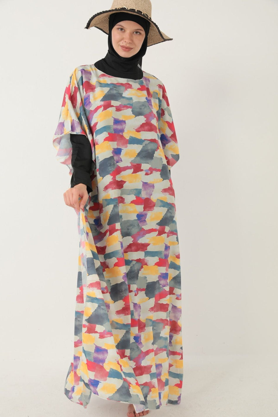 Tesettür Patterned Pareo over Swimsuit - MALLTURK