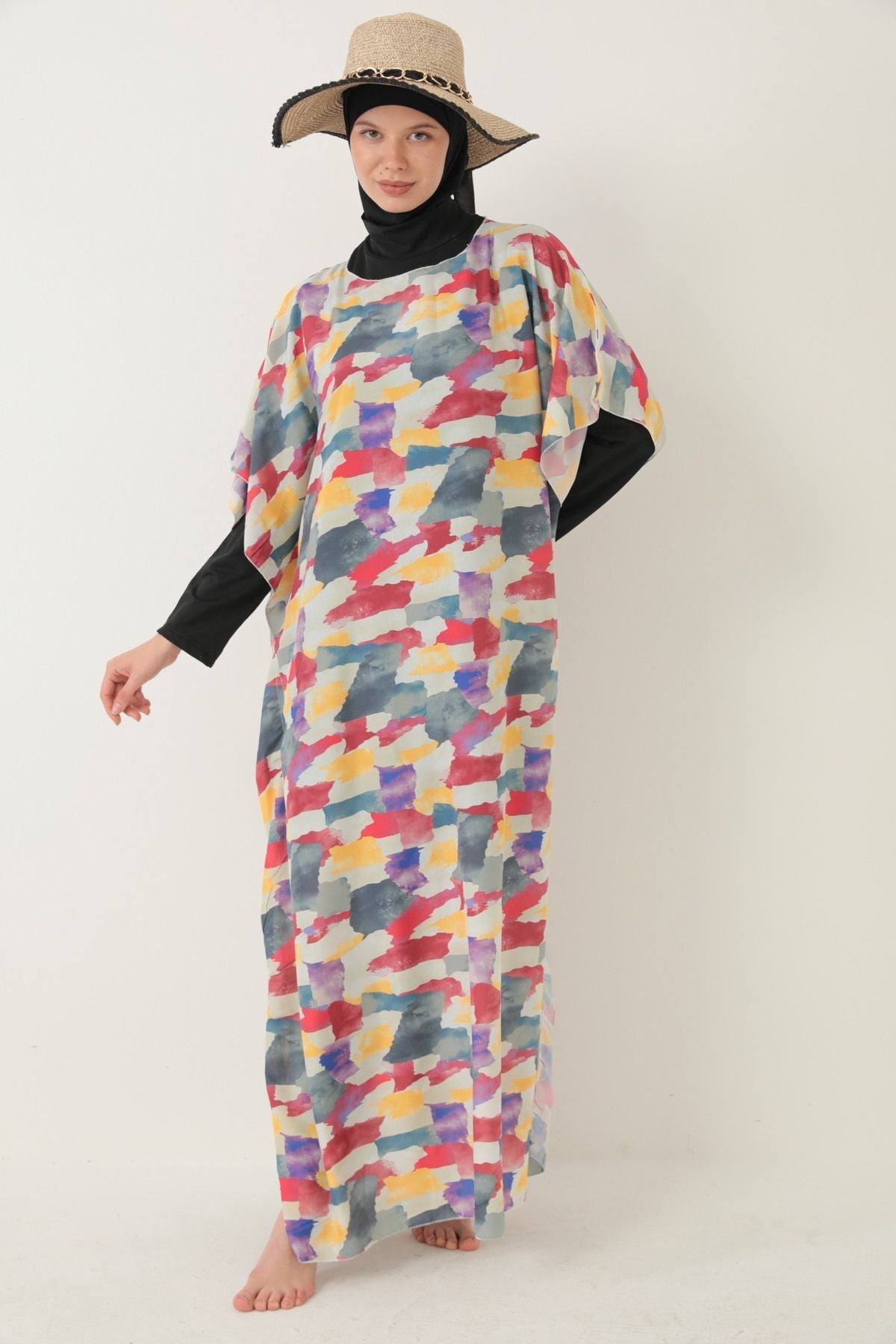 Tesettür Patterned Pareo over Swimsuit - MALLTURK