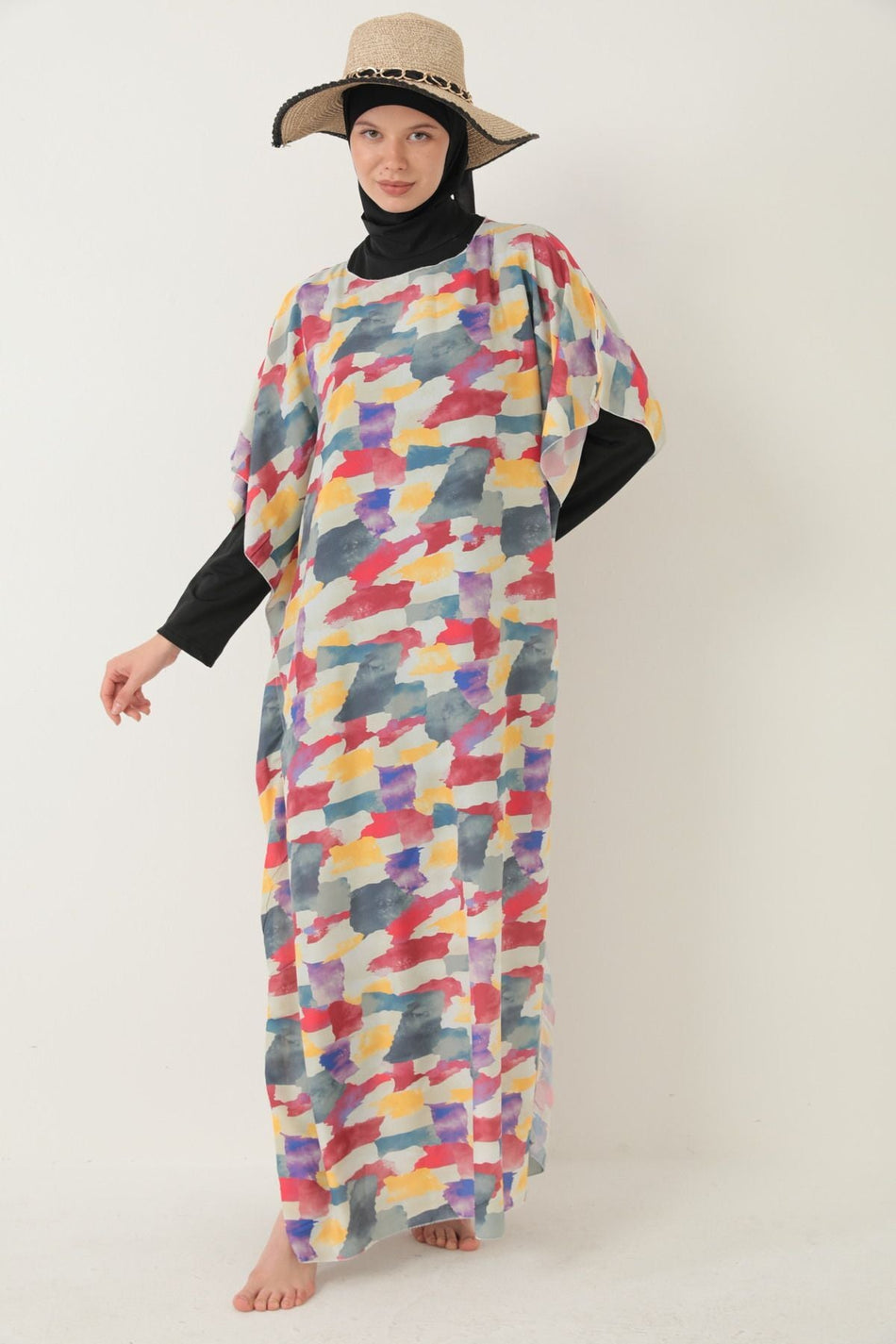 Tesettür Patterned Pareo over Swimsuit - MALLTURK