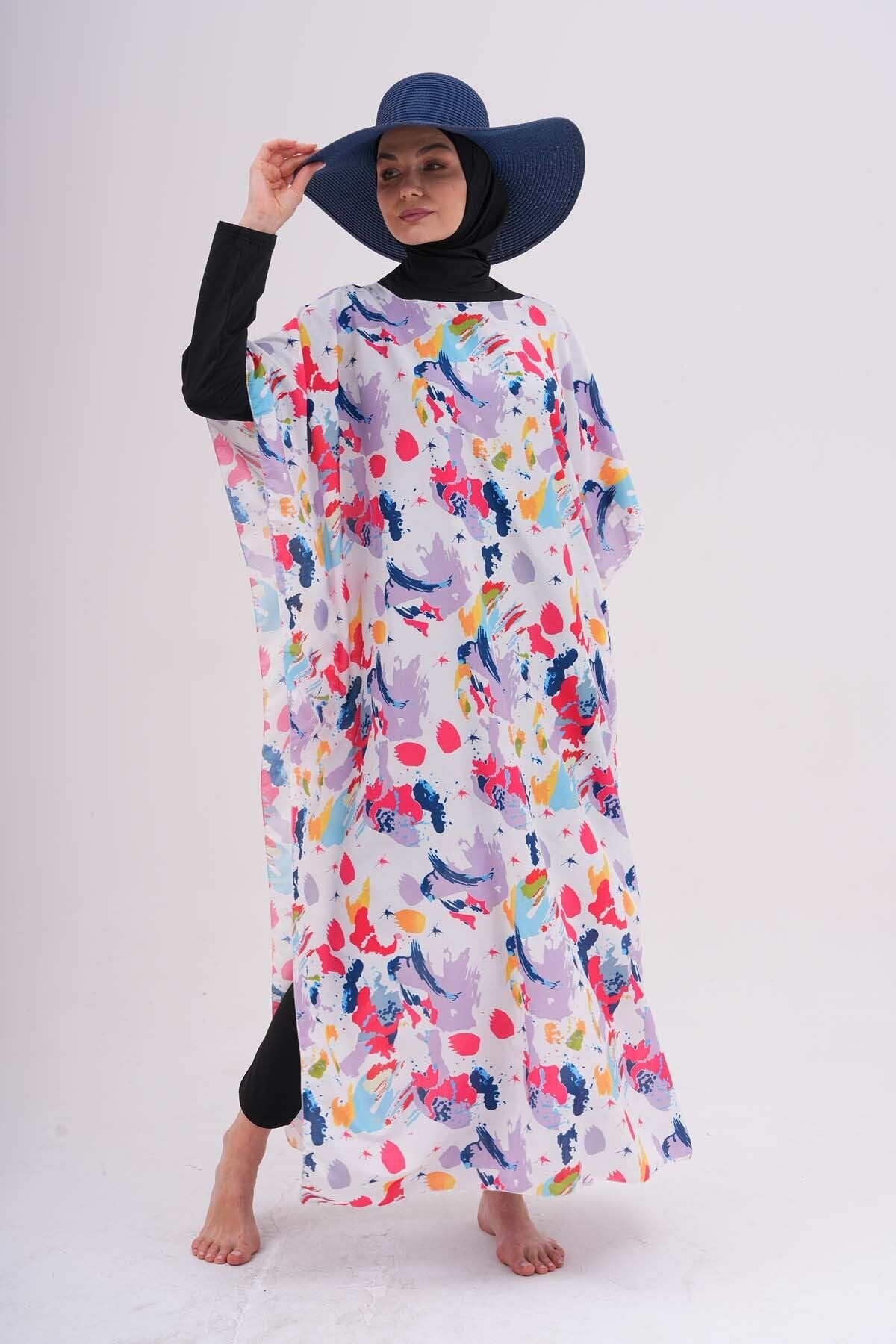 Tesettür Patterned Pareo over the Swimsuit - MALLTURK