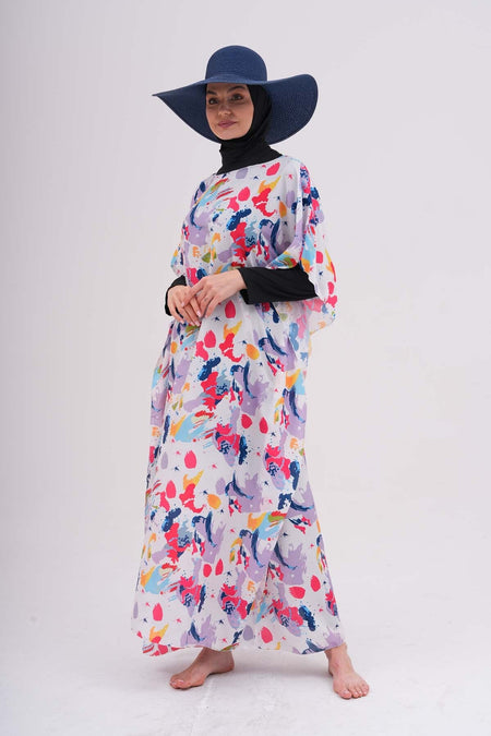 Tesettür Patterned Pareo over the Swimsuit - MALLTURK