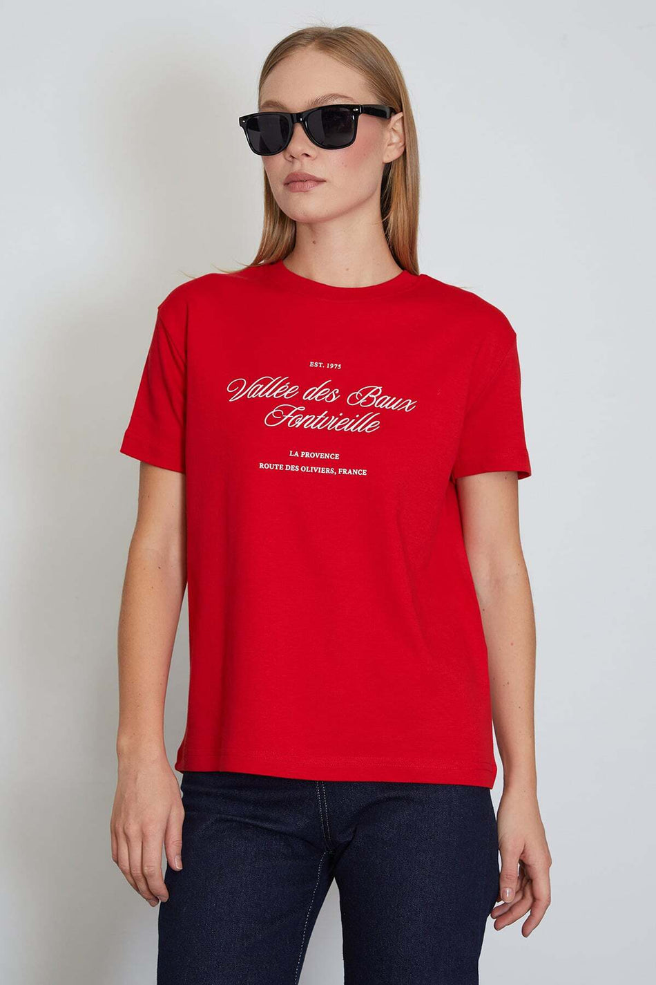 Text Printed Crew Neck T-Shirt - MALLTURK
