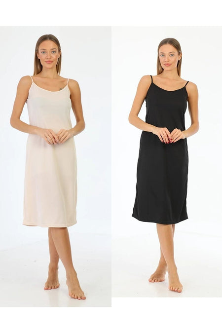 Thong Dress Lining Underwear Underskirt Black Beige Set of 2 - MALLTURK