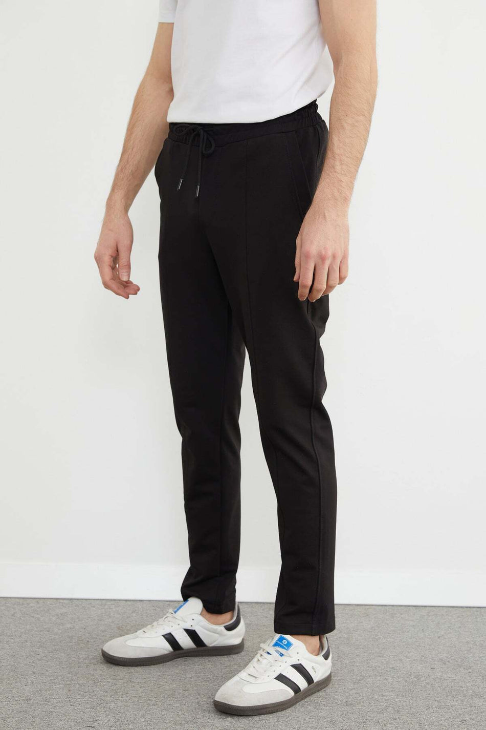 Tie-Waist Textured Printed Trousers - MALLTURK