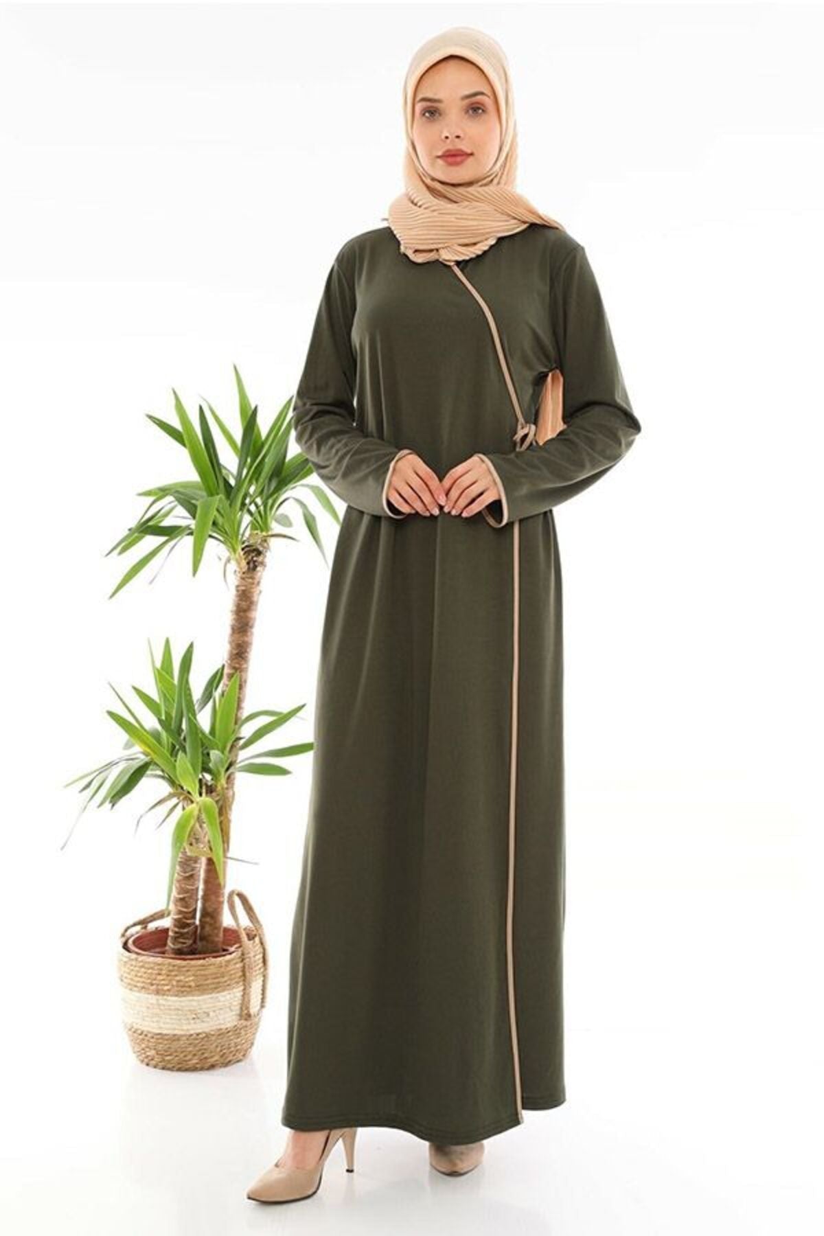 Tied Prayer Dress Khaki - MALLTURK