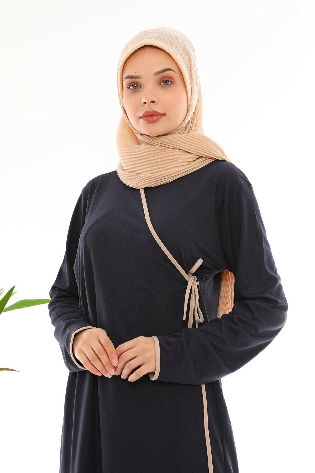 Tied Prayer Dress Navy Blue - MALLTURK