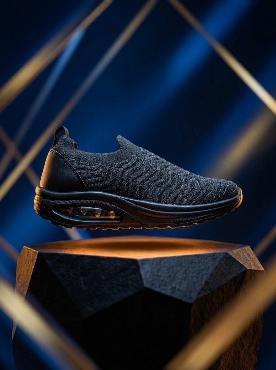 Triko Bağcıksız Air Tabanlı Sneaker Kadın Siyah Siyah Sneaker TBNALİA - MALLTURK