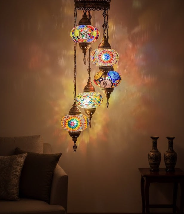 Turkish Mosaic Chandelier – 5 Globe