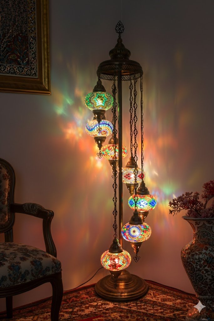 Turkish Mosaic Floor Lamp – 7 Globe - MALLTURK