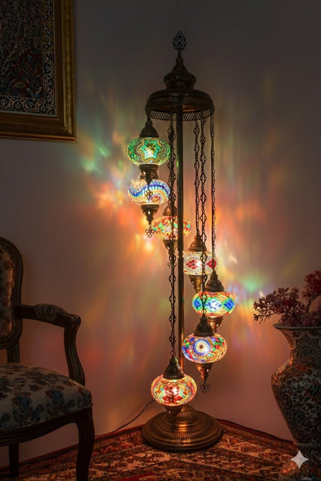 Turkish Mosaic Floor Lamp – 7 Globe - MALLTURK