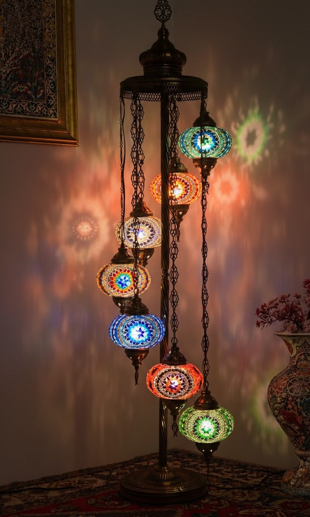 Turkish Mosaic Floor Lamp – 7 Globe