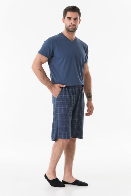 V-Neck Plaid Pajama Set - MALLTURK