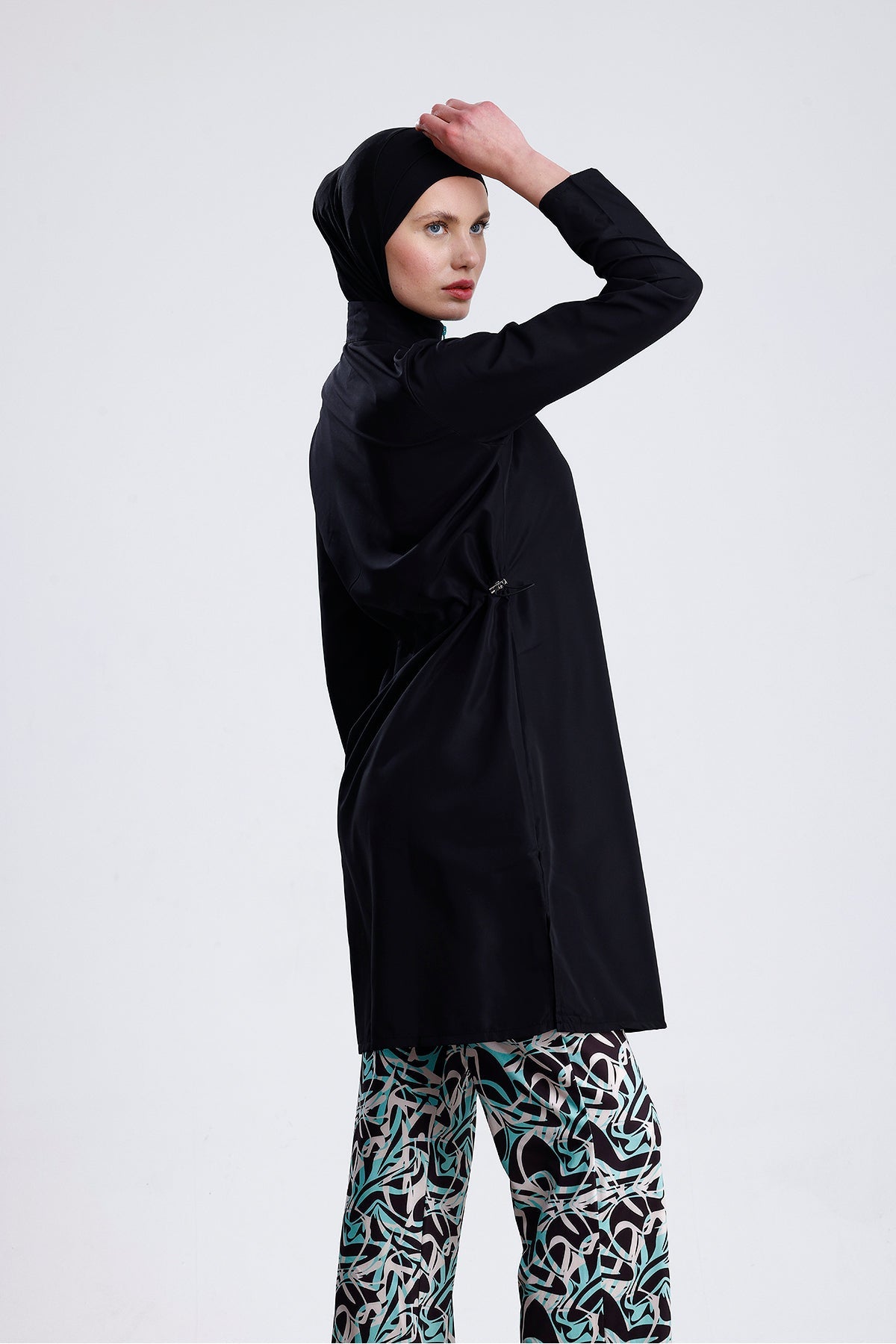 Water Repellent Parachute Full Covered Double Bonnet Hijab Swimsuit Set of 4 - MALLTURK