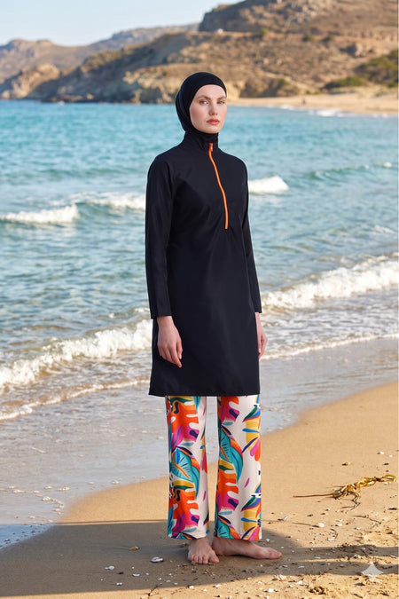 Water Repellent Parachute Full Covered Double Bonnet Hijab Swimsuit Set of 4 - MALLTURK