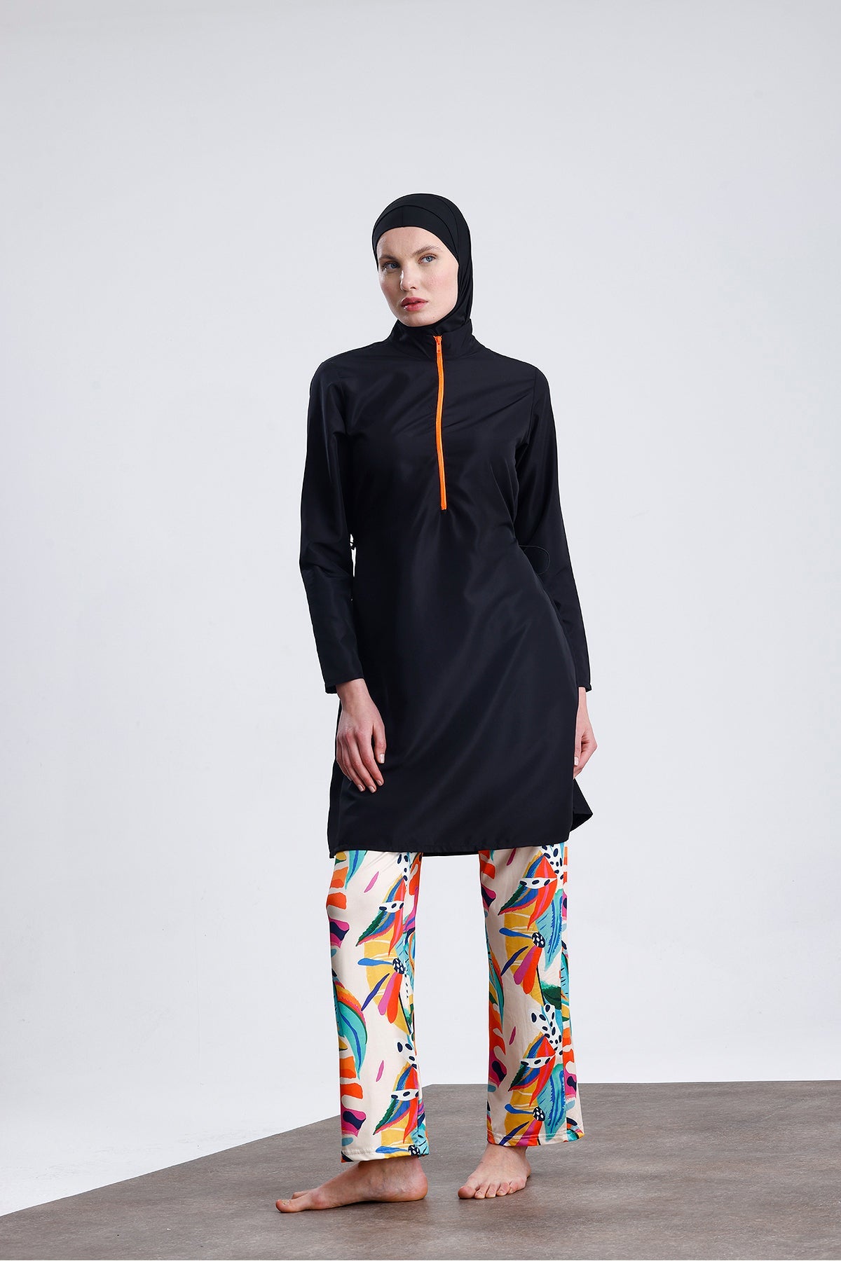 Water Repellent Parachute Full Covered Double Bonnet Hijab Swimsuit Set of 4 - MALLTURK