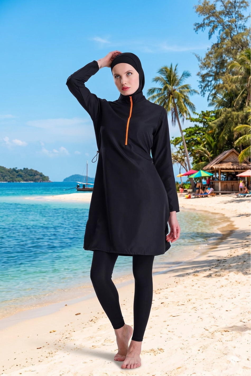 Water Repellent Parachute Fully Covered Double Boneli Hijab Swimsuit - MALLTURK