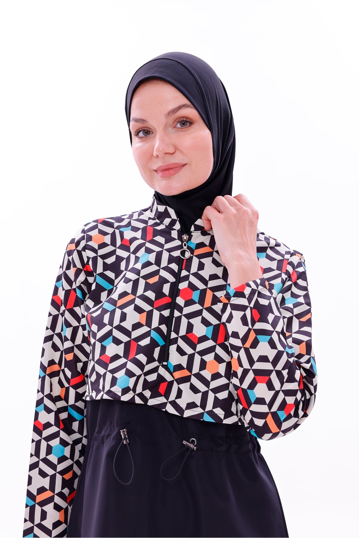 Water Repellent Parachute Hijab Swimsuit with Leggings and Double Boning - MALLTURK