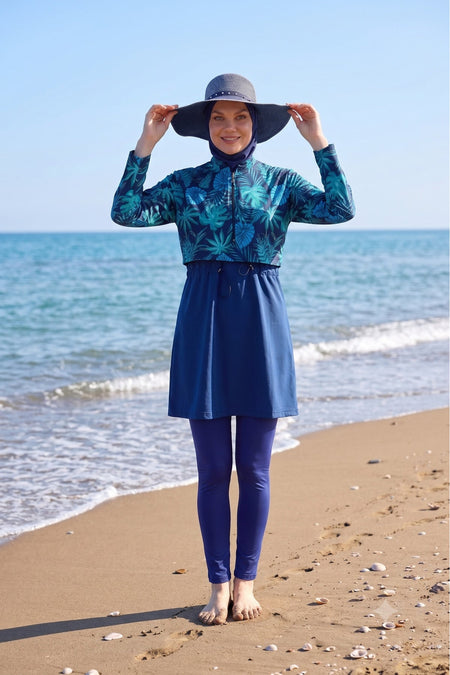 Water Repellent Parachute Hijab Swimsuit with Leggings and Double Boning - MALLTURK